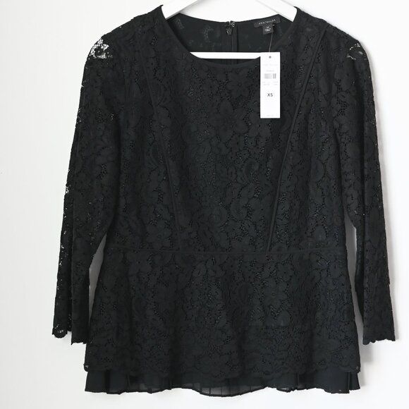 ANN TAYLOR Black Lace Lined 3/4 Sleeves - Size XS - NWT Retail $89.50 - Picture 2 of 12